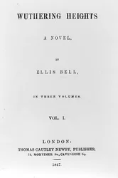 Titelseite der ersten Ausgabe von Wuthering Heights von Ellis Bell (Pseudonym von Emily Bronte), veröffentlicht 1847