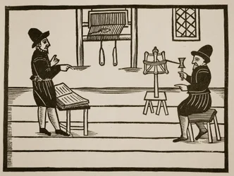 Titelseite von A True Discourse of the Two Infamous Prophets, Richard Farnham, Weaver, of White-Chapel, and John Bull, Weaver, of Saint Botolphs, Algate von T.H 1636 (Sepia-Foto)