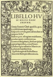 Titelseite von Heinrich VIII.s Verteidigung des römisch-katholischen Glaubens