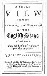 Titelseite zu A Short View of the Immorality and Profaneness of the English Stage von Jeremy Collier, 1698