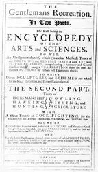 Titelseite zu The Gentlemans Recreation, veröffentlicht von Richard Blome, 1686