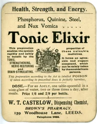 Etikett für Tonic Elixir, früh