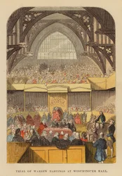 Prozess von Warren Hastings in der Westminster Hall (farbige Gravur)