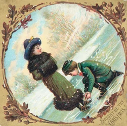 Schnürsenkel an Schlittschuhen binden, Weihnachtskarte