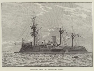 Typen der französischen Marine, die Redoutable, Panzerschiff (Gravur)