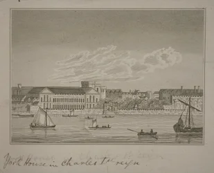 Blick nach Norden über die Themse, Blick auf York House und York Buildings