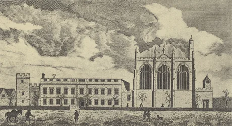 Ansicht des Eaton College in Buckinghamshire, 1779 (Gravur)