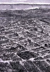 Blick auf Melbourne, nach Süden zum Meer, aus 