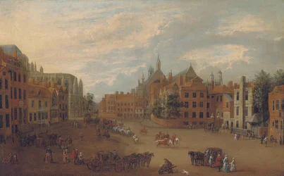 Ansicht des Old Palace Yard, Westminster, mit dem Ostende der Westminster Abbey und der Kapelle von König Heinrich VII. links, c.1700