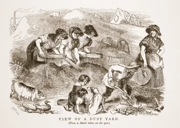 Ansicht eines Staubhofs, Illustration aus London Labour and London Poor von Henry Mayhew, veröffentlicht 1862