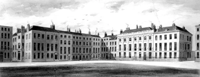 Ansicht der Nord- und Ostseite des Soho Square, 1854