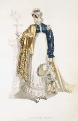 Spazierkleid, Modeplatte aus Ackermanns Repository of Arts