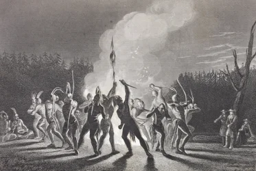 Washington und Fairfax bei einem Indianertanz, 1748, aus 
