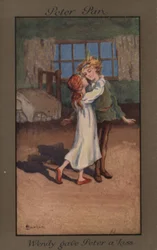 Wendy gibt Peter Pan einen Kuss