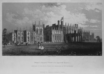 Westansicht von Eaton Hall, dem Sitz des hochadligen Marquess of Westminster