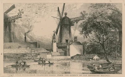 Weißbleimühlen bei Islington, vom Garten der Rosemary Branch aus gesehen