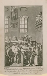 William Johnson erschießt Mr. Spurling, den Hauptaufseher von Newgate, während Jane Housden (die gerade vor Gericht steht) ihn ermutigt