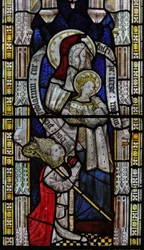 Fenster Ew, Darstellung von St. Anna, die der Jungfrau das Lesen beibringt