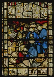 Fenster S3 mit der Geschichte von Noahs Arche: Noahs Trunkenheit