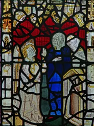 Fenster Ww zeigt eine Auferstehungsszene: Die heiligen Frauen am Grab