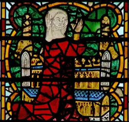 Fenster c24, Darstellung eines Pilgers am Schrein