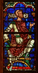 Fenster, das eine genealogische Figur zeigt: der Patriarch Noah