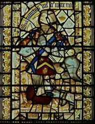 Fenster, das den Stifter darstellt