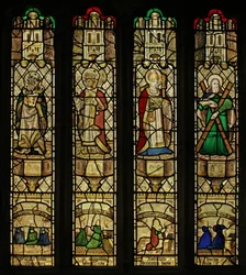 Fenster n2 mit St. Johannes, St. Gregor, St. Leonhard und St. Andreas