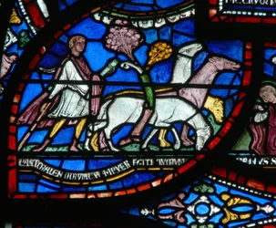 Fenster n2, Szene aus einem St. Thomas Becket Wunderfenster: Geschichte von Richard Sunieve
