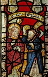 Fenster Nr. 1 zeigt Noah wird befohlen, die Arche zu bauen