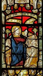 Fenster Nr. 1 zeigt die Erschaffung Adams