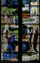 Fenster s3 mit Darstellung einer Auferstehungsszene: Die Heiligen Frauen am Grab