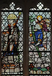 Fenster S4 mit einem heiligen König und St. Christophorus