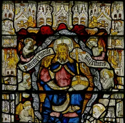 Fenster w24 mit dem Te Deum: Gott und Engel