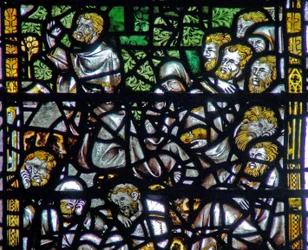 Fenster w3, Agonie im Garten darstellend