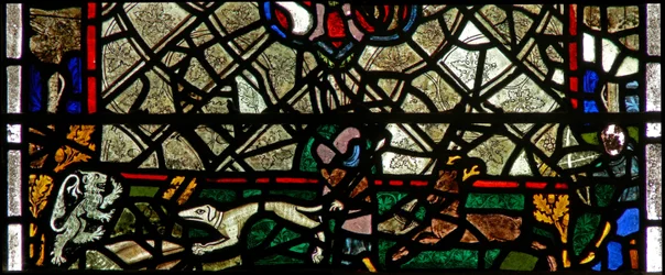 Fenster w40, Darstellung eines Randpanels mit Hirschjagd