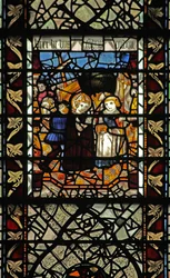 Fenster w58 mit einer Szene aus der Geschichte des hl. Thomas Becket - eine Einschiffungsszene