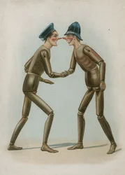 Holzpuppen eines Matrosen und eines Polizisten