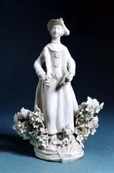 Worcester-Figur eines Jagdbegleiters, unbemalt, spätes 18. Jahrhundert