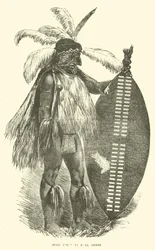 Zulu-Häuptling in voller Tracht