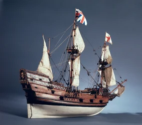 Modell der Mayflower von 1620 im Maßstab 1:60
