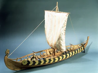 Modell eines Wikingerschiffs, gefunden in Gokstad, Norwegen, 1880