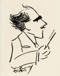 Arturo Toscanini, italienischer Dirigent in einer Karikatur von Enrico Caruso