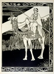 Enak vor Gomorrha, aus dem Buch Juda illustriert von Ephraim Moses Lilien (1874-1925). Lilien gilt als Vater der zionistischen Ikonographie, geschaffen im Jugendstil. Er illustrierte Juda (1900), ein Buch von b