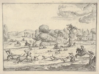 Wildschweinjagd in einer Landschaft, ca. 1620-38