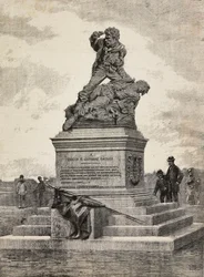 Denkmal für Enrico (1840-1867) und Giovanni Cairoli (1842-1869), italienische Patrioten, Bronzegruppe des Bildhauers Ercole Rosa (1846-1893), auf dem Pincio-Hügel, Rom, Italien