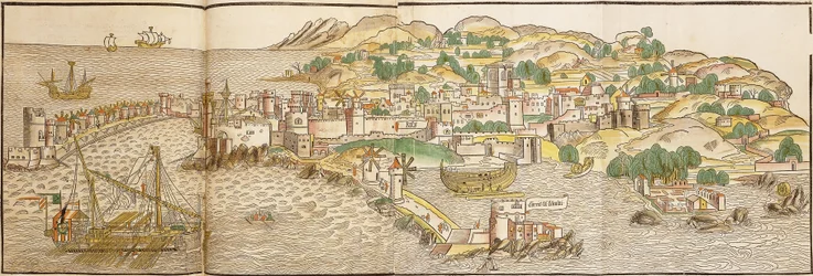 Panoramablick auf Rhodos, 1486