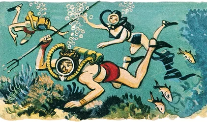 Unter den Wellen schwimmen