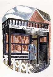 Der Metzgerladen, gedruckt von der Curwen Press, aus High Street, von J.M. Richards, veröffentlicht von Country Life, 1938 (Satz von 24)