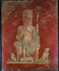 Bacchus auf einem Thron